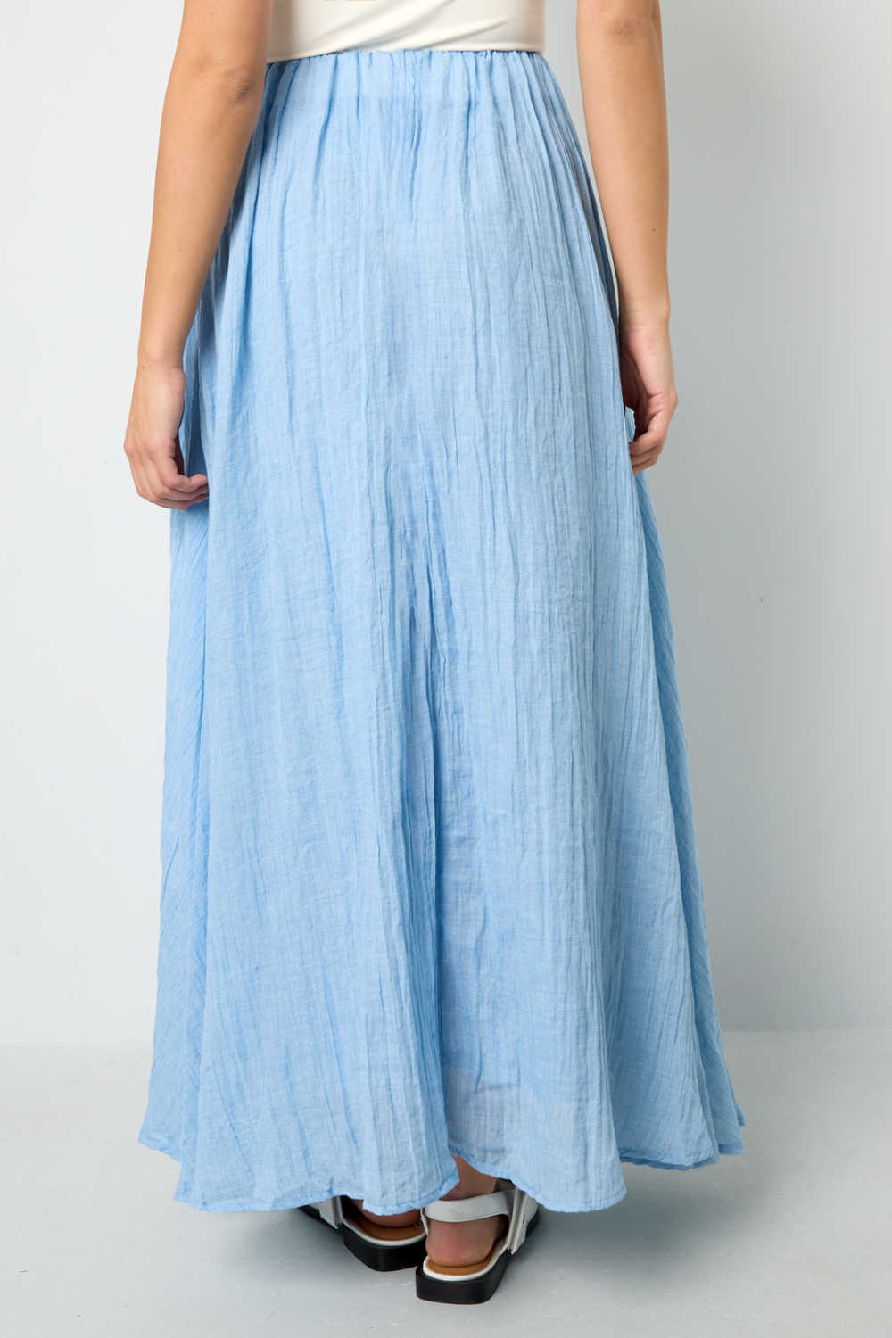 Jupe Maxi Femme En Fibre De Polyester Tissée Style Décontracté Couleur Unie Image11