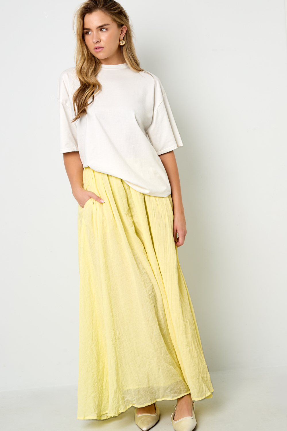 Jupe Maxi Femme En Fibre De Polyester Tissée Style Décontracté Couleur Unie Image9