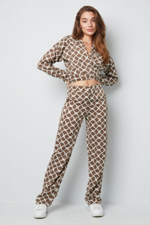 Polyester Haut À Manches Longues Pour Femme Style Wrap Imprimé Géométrique h5 Image3