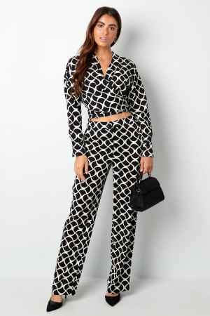 Polyester Haut À Manches Longues Pour Femme Style Wrap Imprimé Géométrique h5 Image4