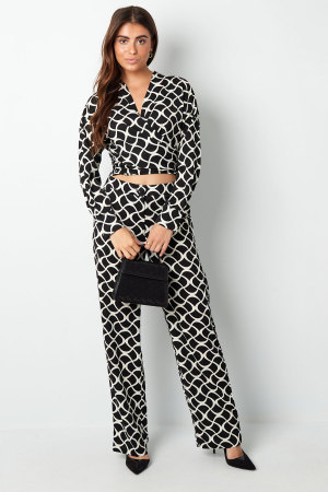 Polyester Haut À Manches Longues Pour Femme Style Wrap Imprimé Géométrique h5 Image6