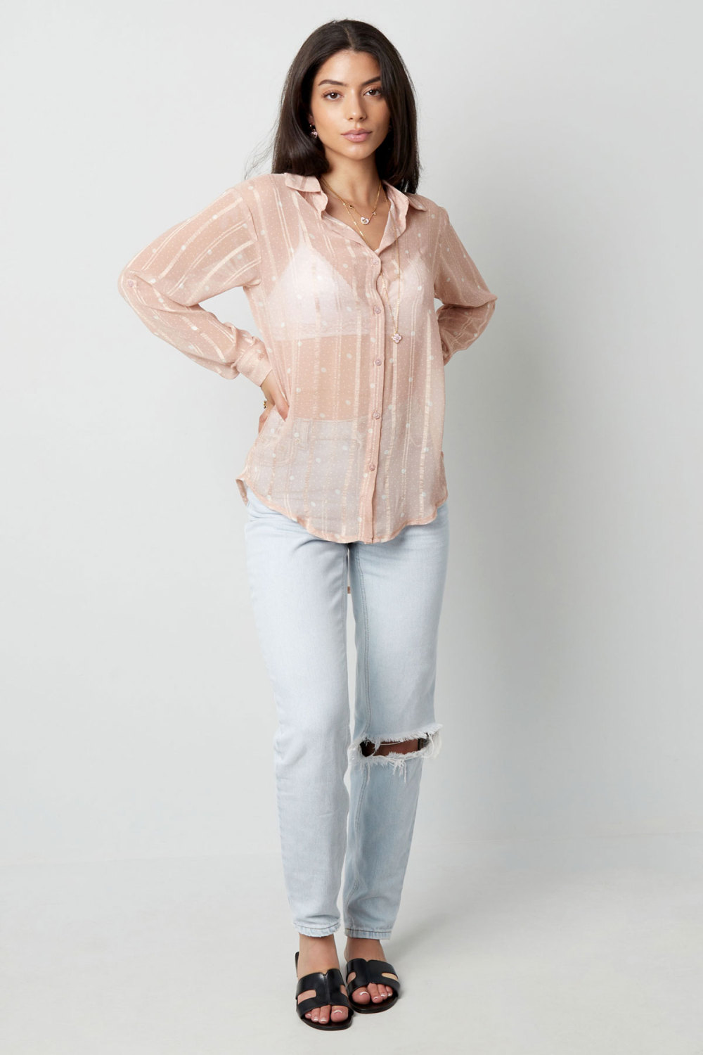Blouse Femme En Polyester Motif Pois Respirante Image3