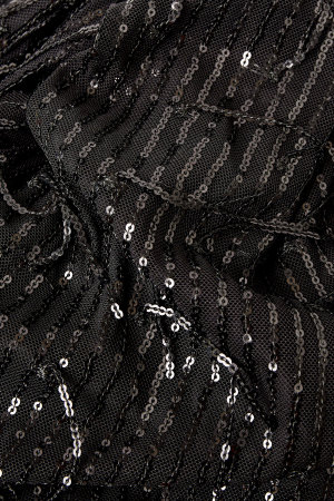 Top Femme Noir À Paillettes Avec Détails Franges Et Manches Transparentes h5 Image5