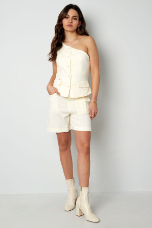 Polyester Femme Haut Sans Manches À Épaule Unique Conception Structurée h5 Image6