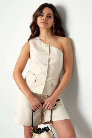 Polyester Femme Haut Sans Manches À Épaule Unique Conception Structurée h5 Image2