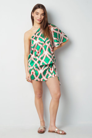 Polyester Femme Haut À Épaule Unique Manches Courtes Imprimé Géométrique h5 Image5