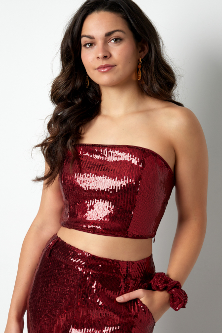 Polyester Paillettes Femme Haut Sans Manches Sans Bretelles Party Wear