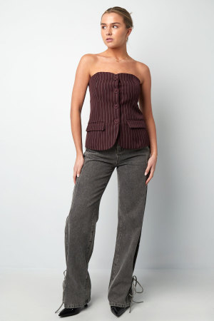 Polyester Haut Femme Sans Manches Rayures Design Formel h5 Image7