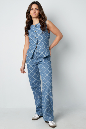Coton Haut Sans Manches Femme Boutonné Motif Géométrique h5 Image2