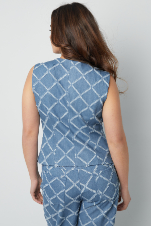Coton Haut Sans Manches Femme Boutonné Motif Géométrique h5 Image4