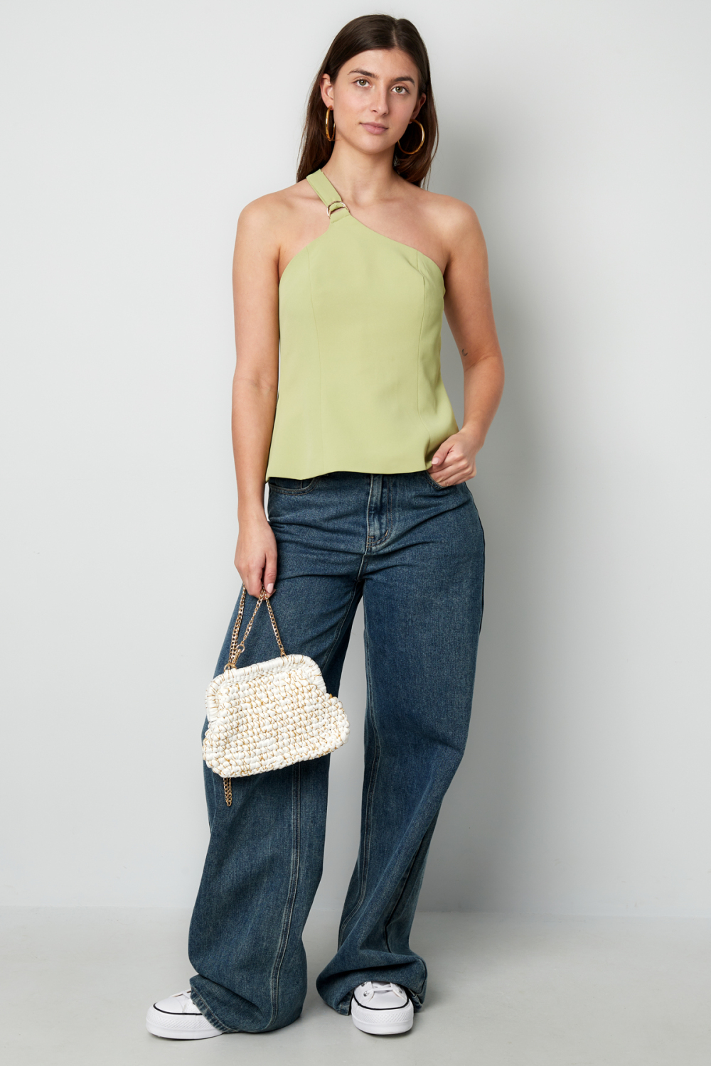 Top Sans Manches Femme En Polyester À Épaule Unique Design Asymétrique h5Image8