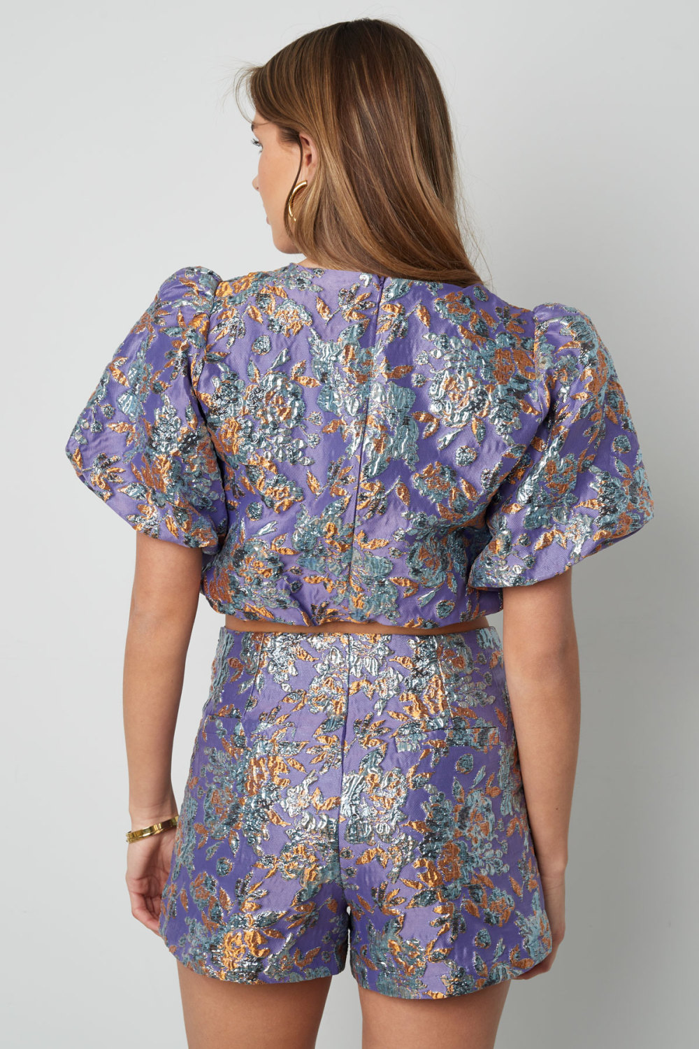 Polyester Femme Haut Manches Courtes Volants Imprimé Floral h5Image3