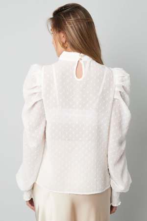 Polyester Femme Haut Manches Longues Puff Sleeve Col Montant h5 Image8