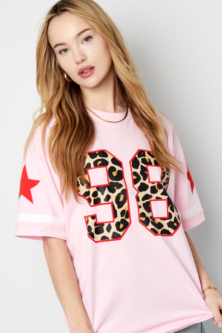 Coton T-shirt Femme Oversized Imprimé Léopard Numéro 98