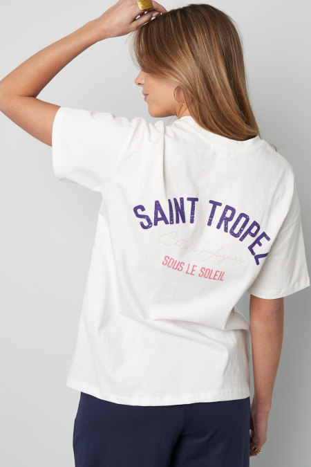 Coton T-shirt Femme Oversized Imprimé Saint Tropez