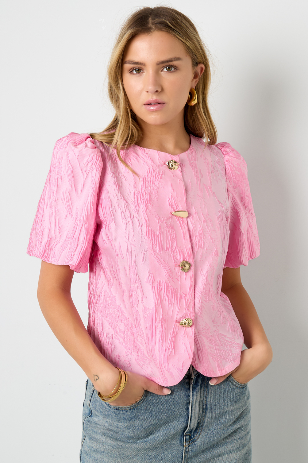 Tissu Polyester Fibre Femmes Tops Manches Courtes Élégant Couleur Unie Printemps/Été Image5