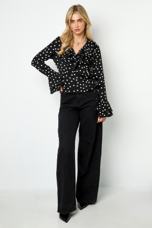 Blouse Femme En Fibre De Polyester Tissée Élégante À Pois h5 Image5
