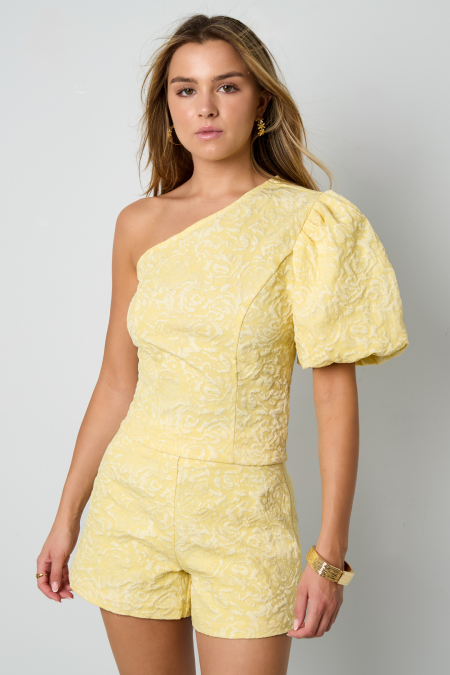 Tissu en Fibre de Polyester Tissée Haut Femme à Épaule Unique Imprimé Floral Élégant