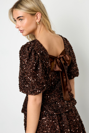 Tissu Polyester Fibre Femmes Tops Manches Courtes Élégant Paillettes h5 Image6