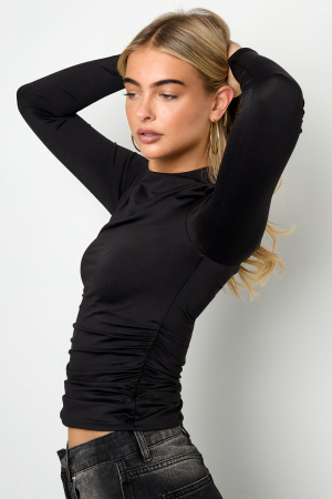 Pull En Nylon Tricoté Femme Manches Longues Basique Couleur Unie h5 Image10