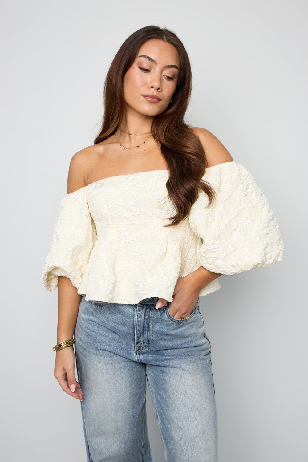 Pof Mouw Top Met Textuur Image3