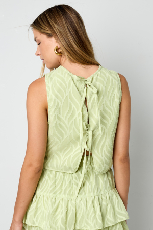 Tissu En Fibre De Polyester Femmes Tops Sans Manches Élégant Botanique Ensemble De 2 Pièces h5 Image12