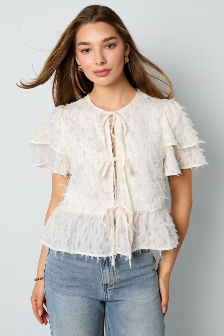 Tissu Polyester Fibre Femmes Tops Manches Courtes Élégant Attache Uni