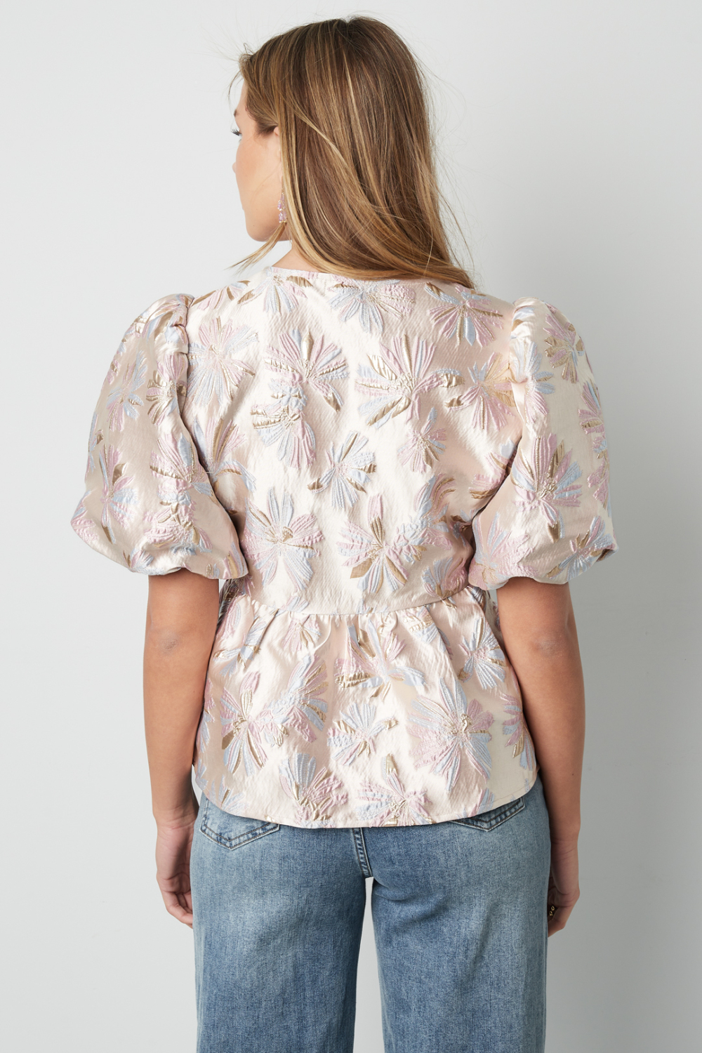 Tissu En Fibre De Polyester Femme Haut À Manches Courtes Élégant Imprimé Floral Image6