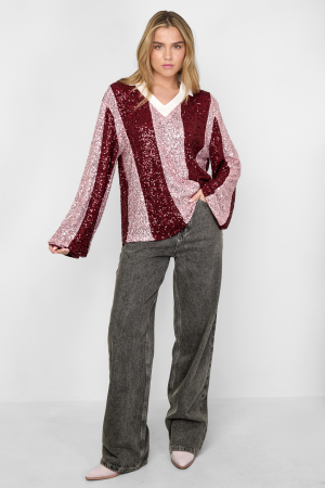 Tissu Polyester Fibre Hauts À Manches Longues Pour Femmes Casual Rayures h5 Image7