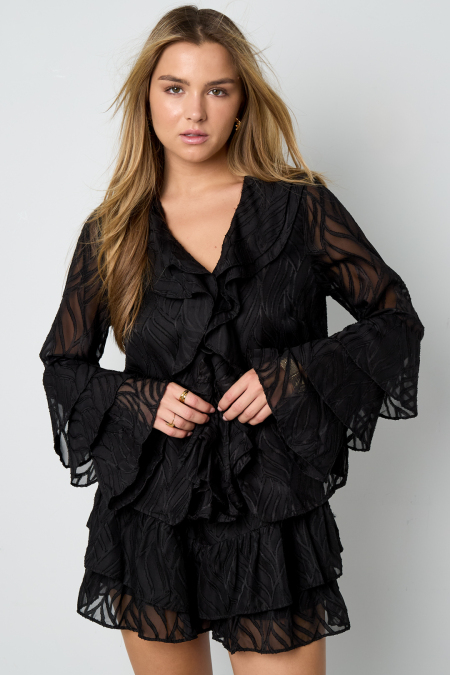 Tissu Polyester Fibre Femmes Tops Manches Longues Élégant Botanique