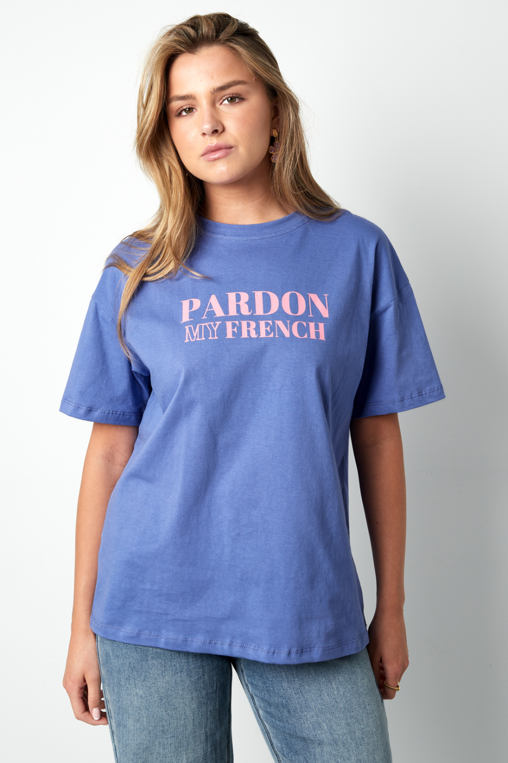 Cotton T-Shirt Femme Casual Letters Image4