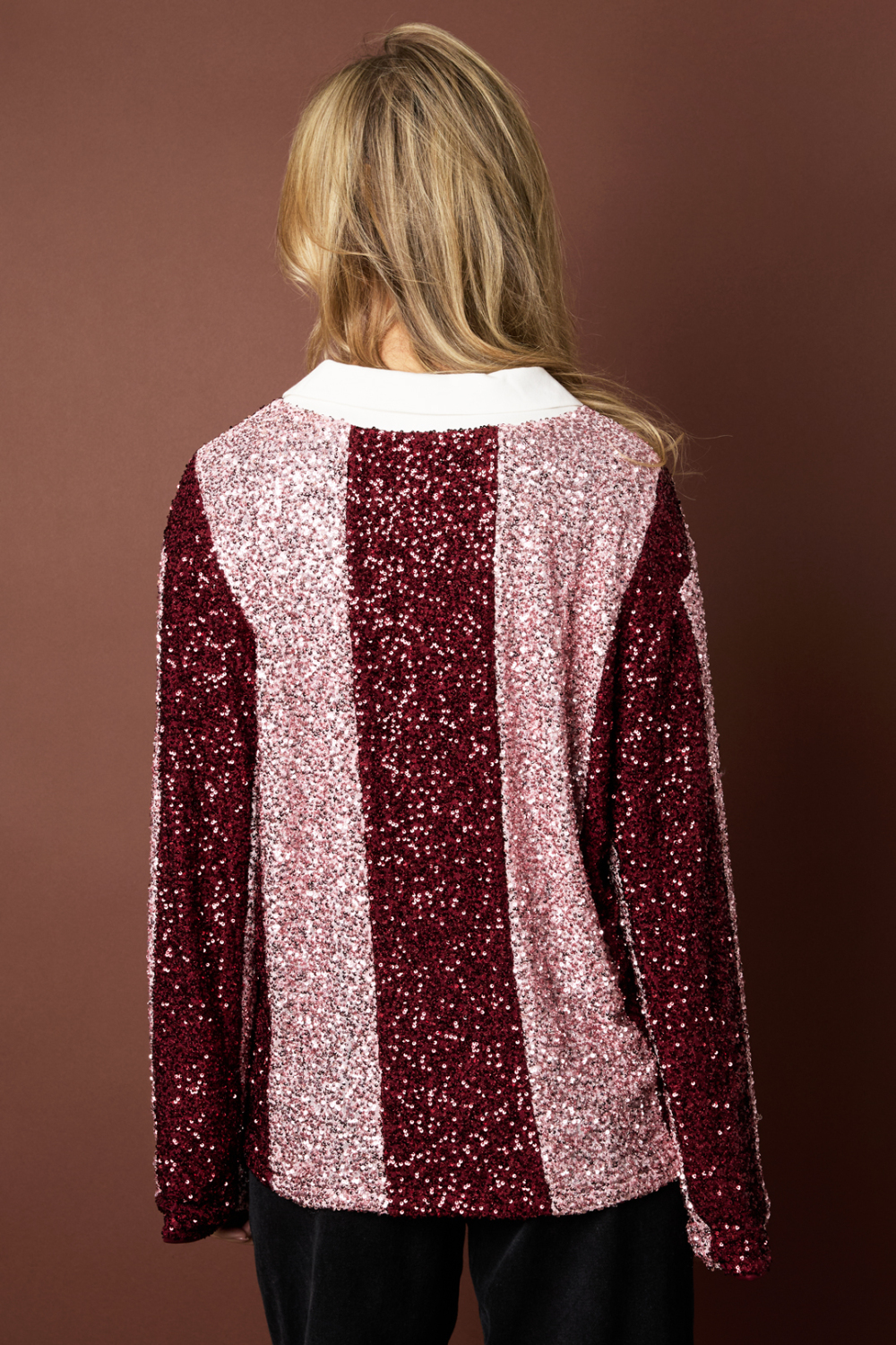 Tissu Polyester Fibre Hauts À Manches Longues Pour Femmes Casual Rayures h5Image10