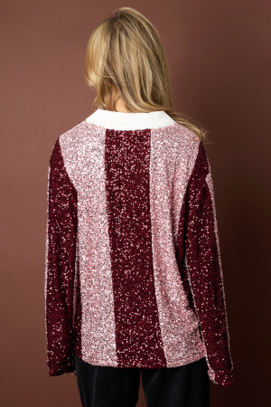 Tissu Polyester Fibre Hauts À Manches Longues Pour Femmes Casual Rayures h5 Image10