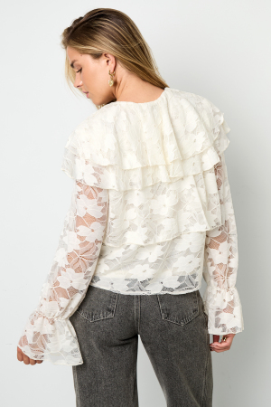 Blouse Femme En Fibre De Polyester Tissée Élégante Imprimé Floral Panneau Dentelle h5 Image9