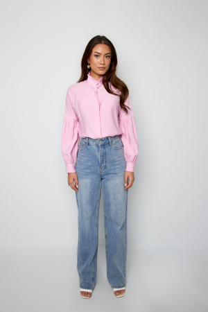 Blouse Femme En Viscose Manches Ballon Col Montant h5 Image8