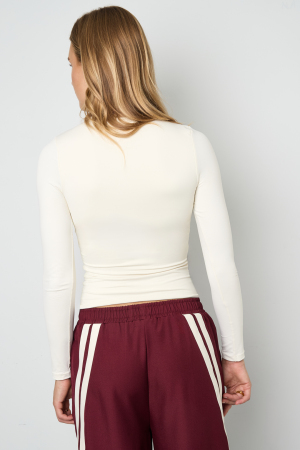 Pull En Nylon Tricoté Femme Manches Longues Basique Couleur Unie h5 Image14