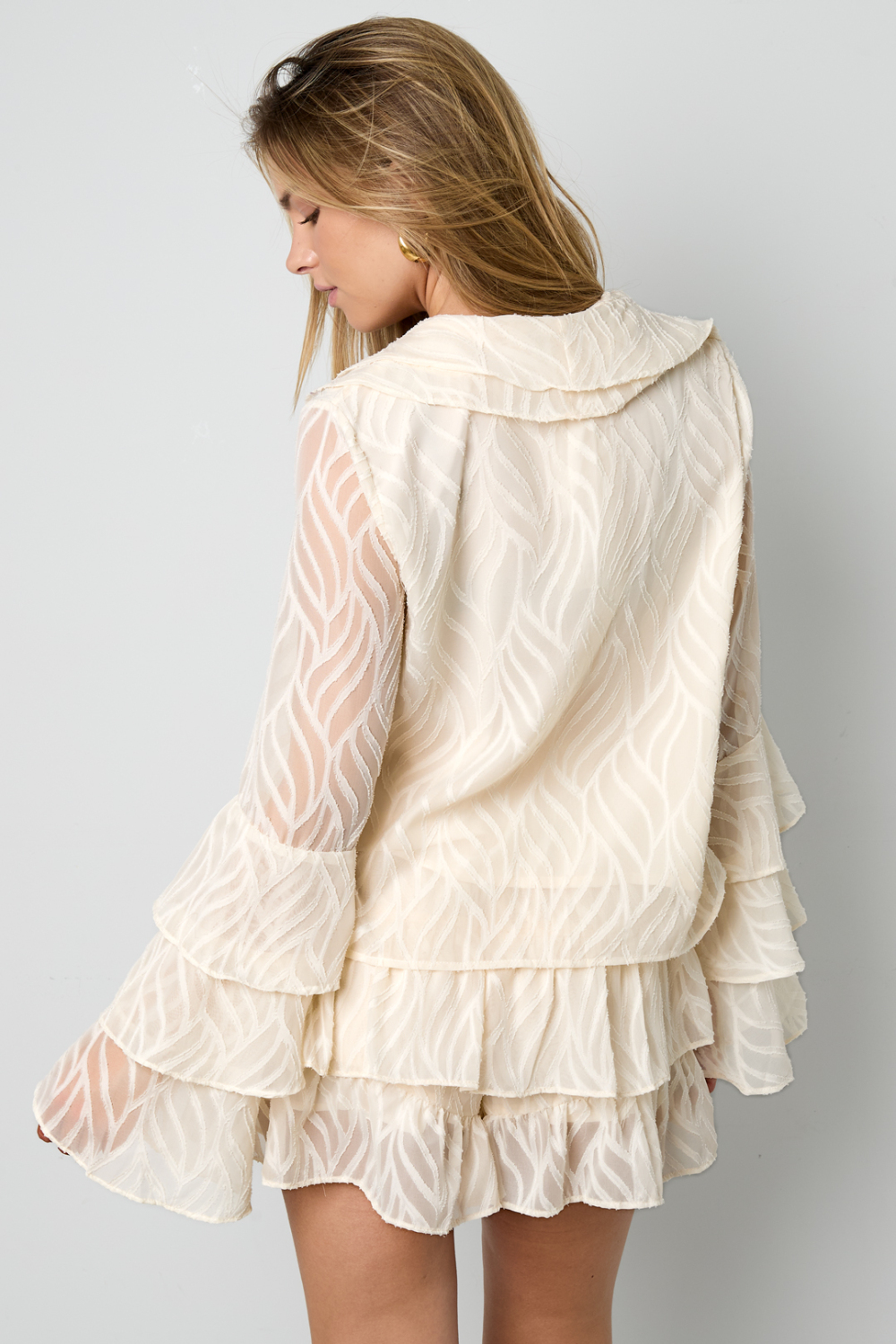 Tissu Polyester Fibre Femmes Tops Manches Longues Élégant Botanique Image4