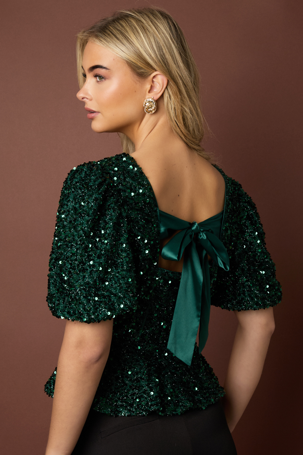 Tissu Polyester Fibre Femmes Tops Manches Courtes Élégant Paillettes h5Image10