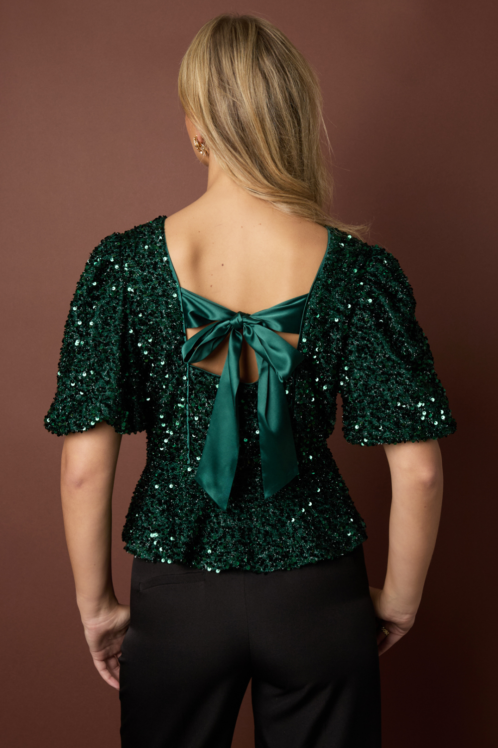 Tissu Polyester Fibre Femmes Tops Manches Courtes Élégant Paillettes h5Image14