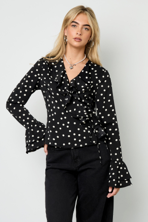 Blouse Femme En Fibre De Polyester Tissée Élégante À Pois h5 Image4