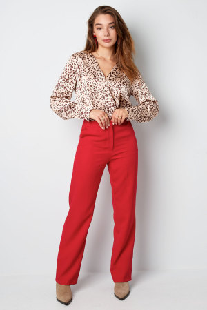 Pantalon Basique Uni Rose Saumon S h5 Image8
