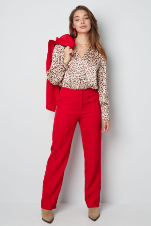 Pantalon Basique Uni Rose Saumon S h5 Image4