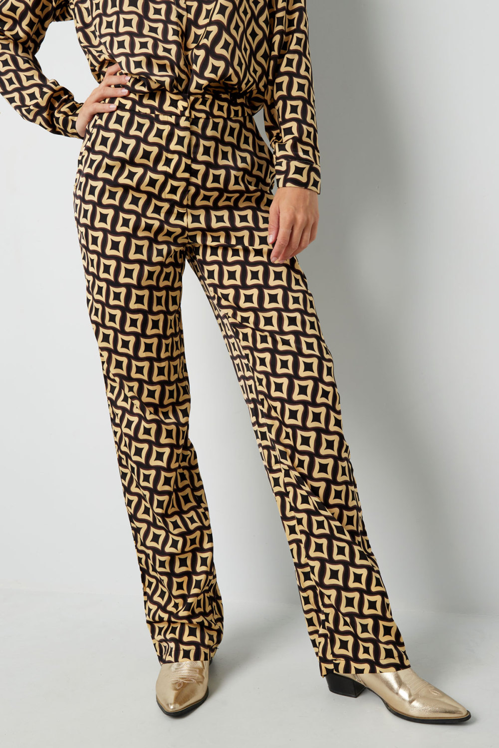 Pantalon Droit Femme Tissé Bloc De Couleurs Image3