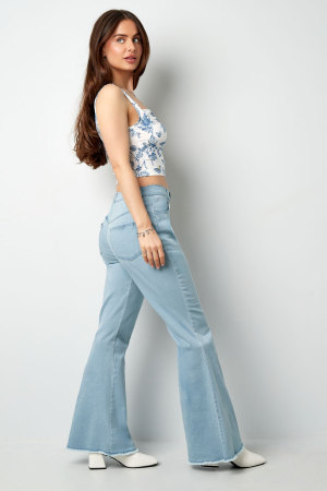 Coton Pantalons Flares Femme Taille Haute Ourlet Découpé h5 Image4