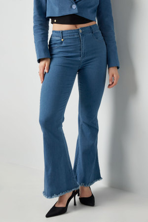 Coton Pantalons Flares Femme Taille Haute Ourlet Découpé h5 Image2