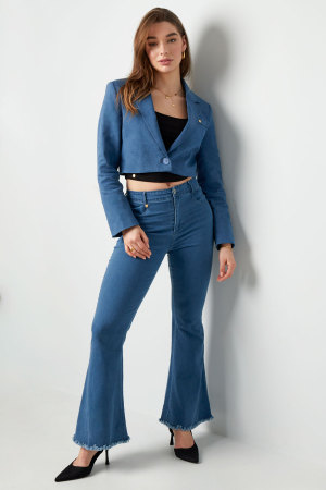 Coton Pantalons Flares Femme Taille Haute Ourlet Découpé h5 Image3