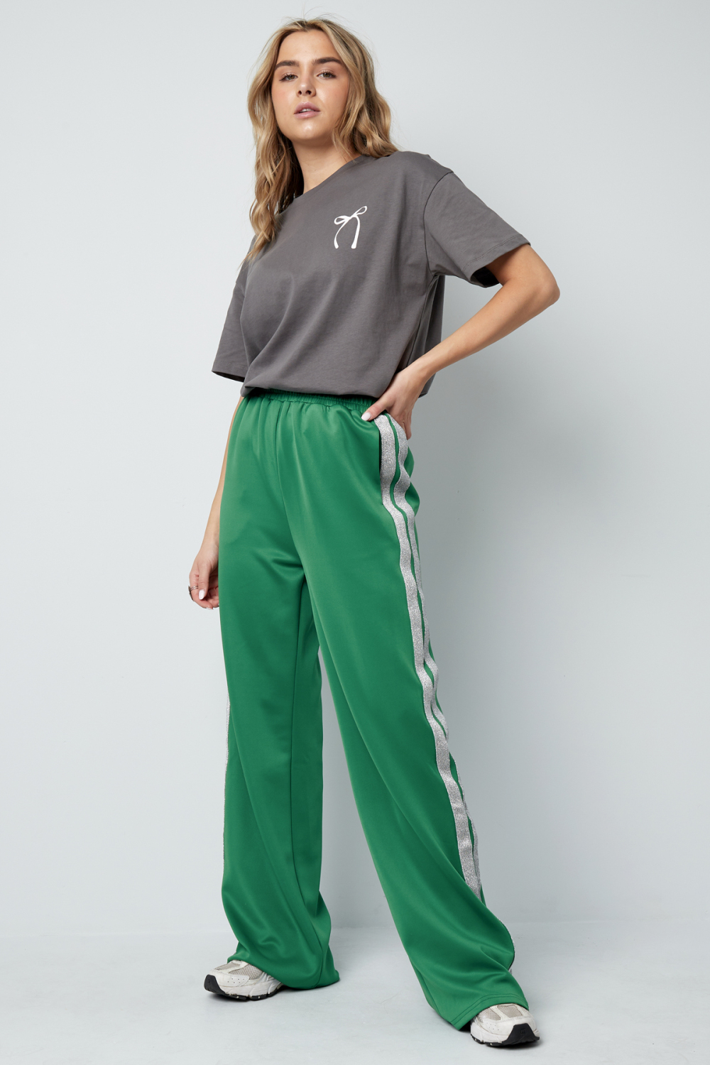 Pantalon Droit Femme Tissé Sportif Couleur Unie Image5
