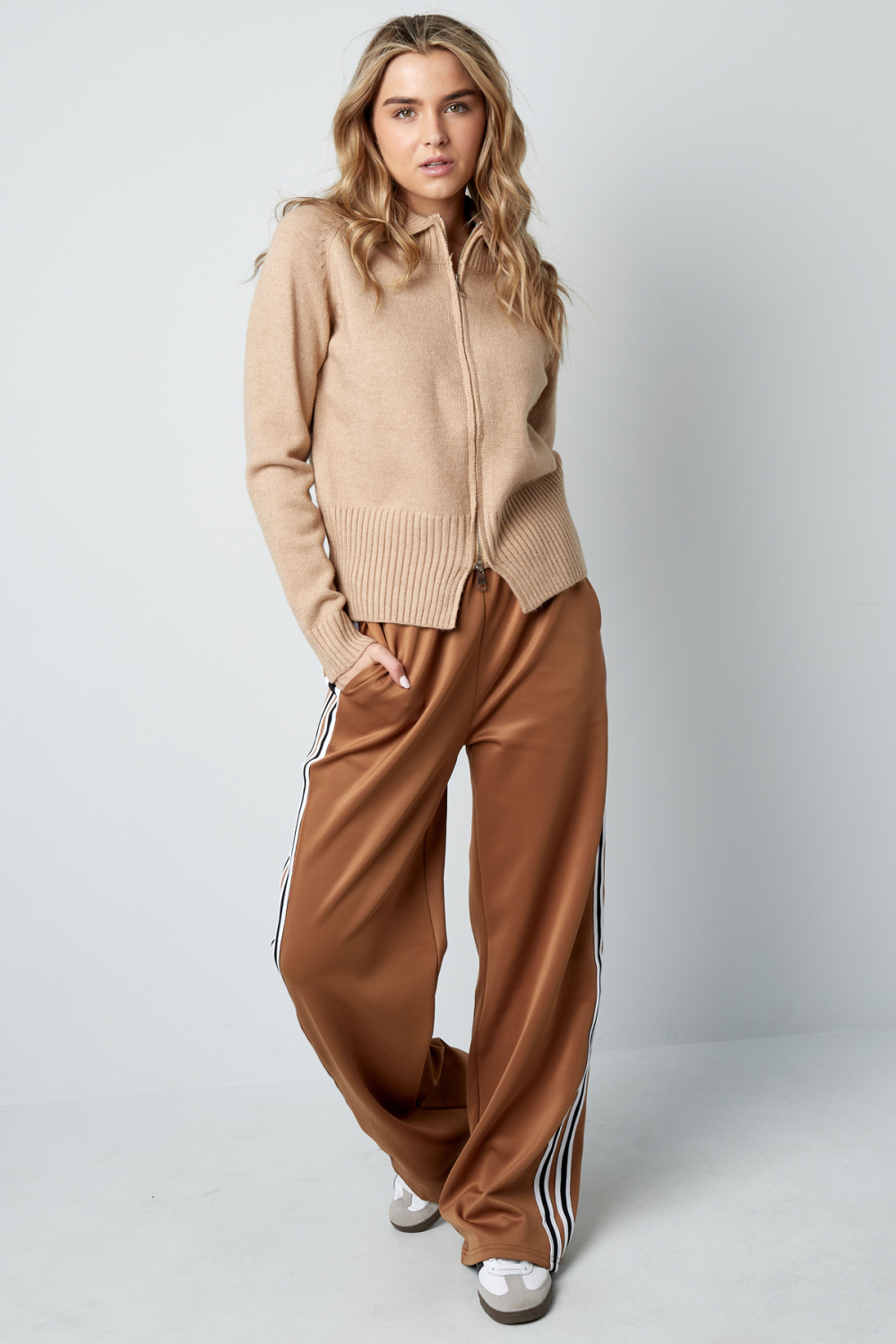 Pantalon Droit Femme Tissé Sportif Couleur Unie Image14