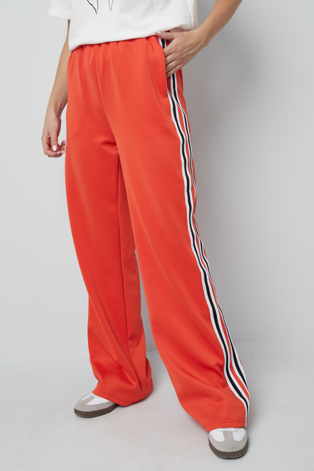 Pantalon Droit Femme Tissé Sportif Couleur Unie Image4