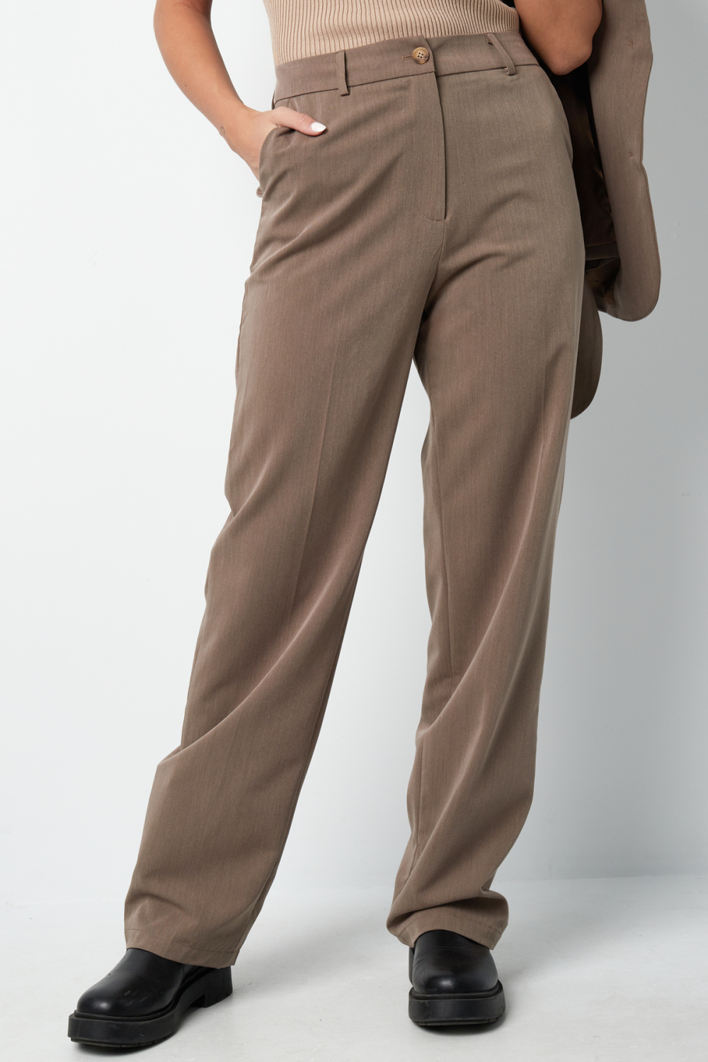 Pantalon Droit Femme Tissé Couleur Unie All Fit h5Image3